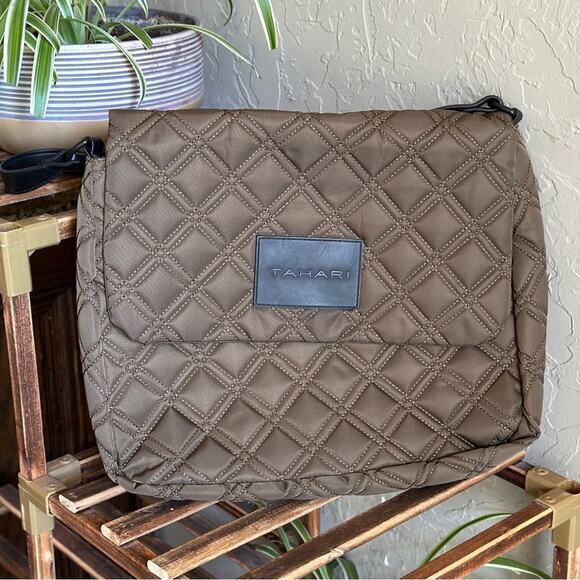 Tahari Brown quilted soft fabric‎ shoulder bag - Picture 1 of 5